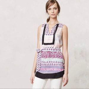 Maeve Itsmo 100% Silk Neck Tie Tunic Blouse